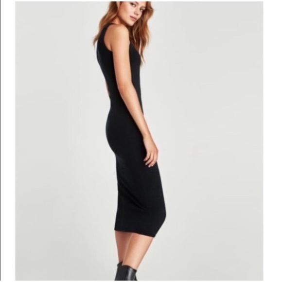 Zara Knit midi Dress with leather trim - Picture 1 of 9